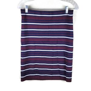 Loft‎ Womens Skirt S Knit Blue/Burgandy Striped Skirt